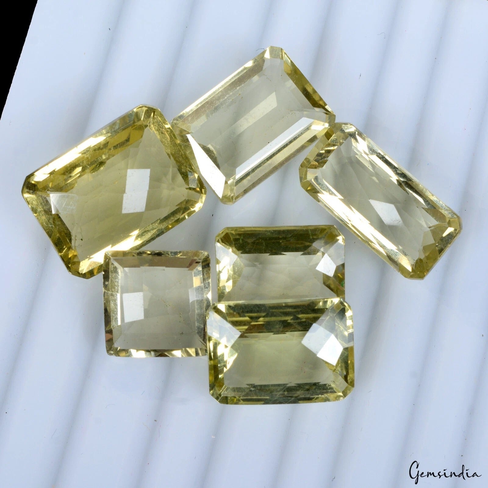 6 Pcs Natural Lemon Citrine Quartz 13-21mm Cushion Checker Cut Loose Gemstones