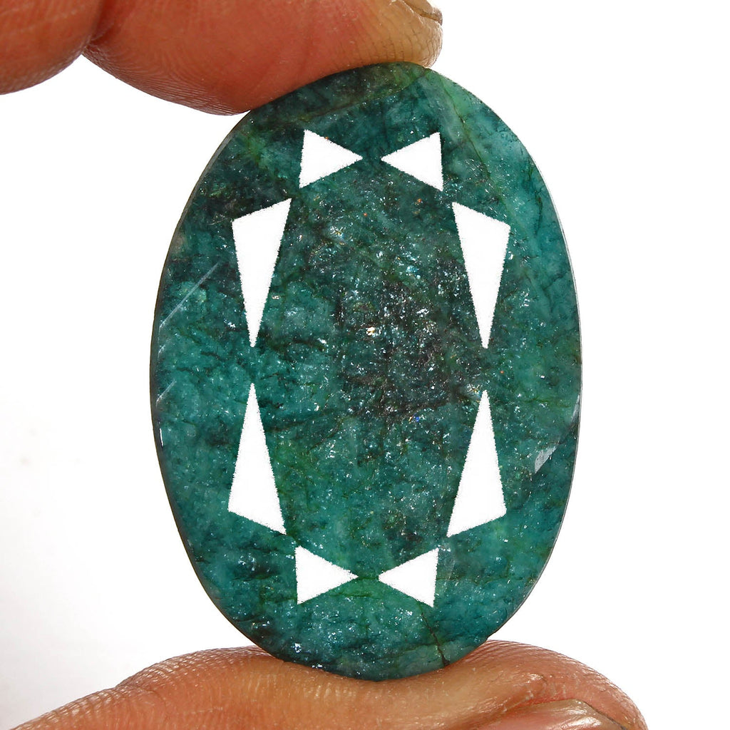 Certified 87.40 Cts Natural Zambian Green Emerald Oval Faceted Gem For Pendant
