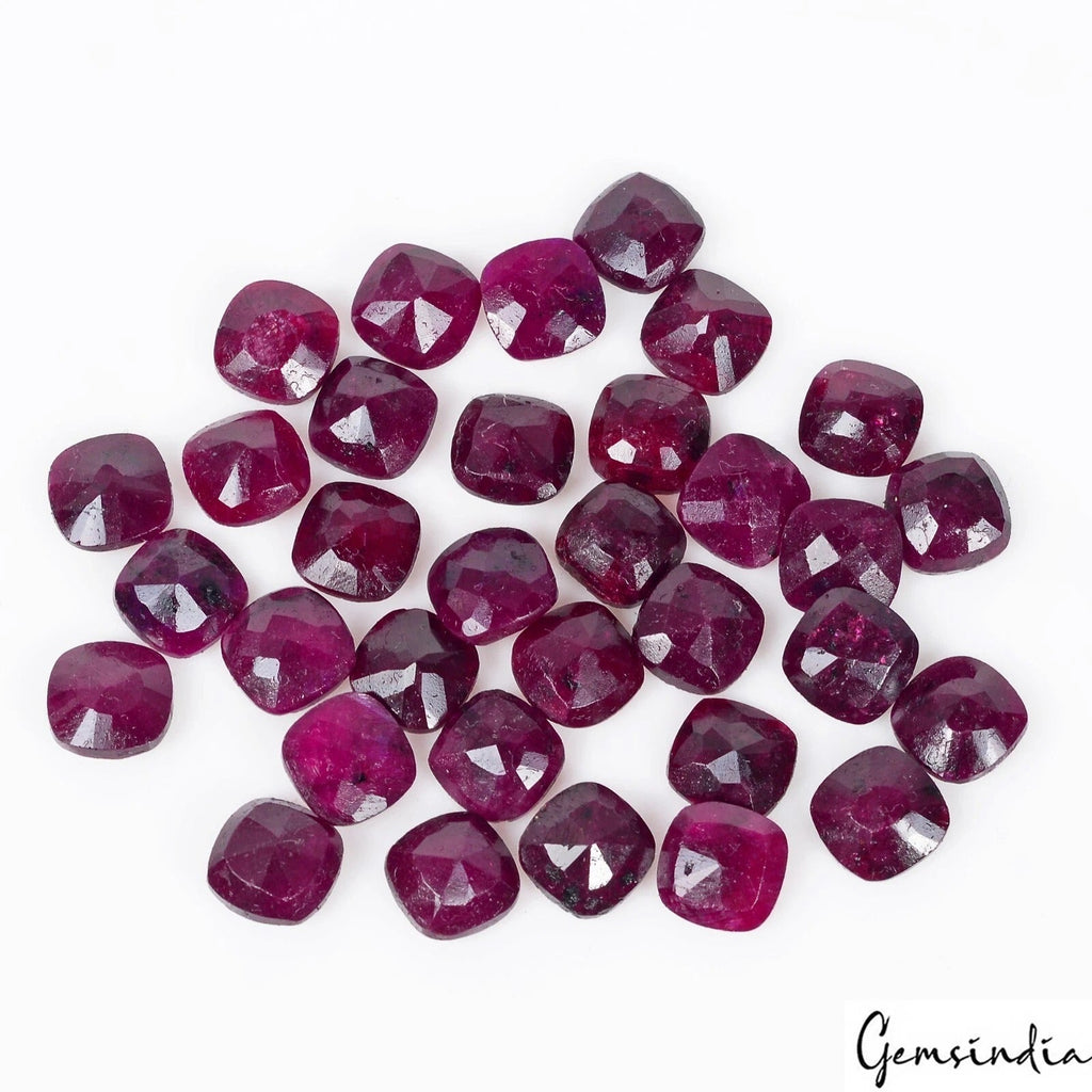 88.50 Ct Natural Red Ruby Cushion Checker Cut Loose Certified Gemstone Lot 33 Pc