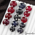14 Pcs Natural Ruby Sapphire Round Checker Cut 12-16mm Loose Gemstones~ 179.30Ct