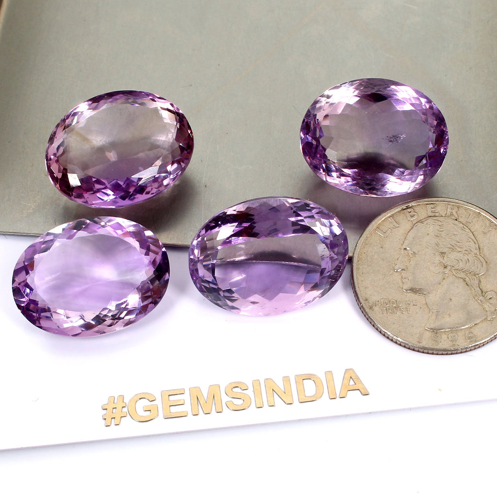 VVS 4 Pc Natural Amethyst 20-21mm Dazzling Purple Gemstones Wholesale ~99.00Ct