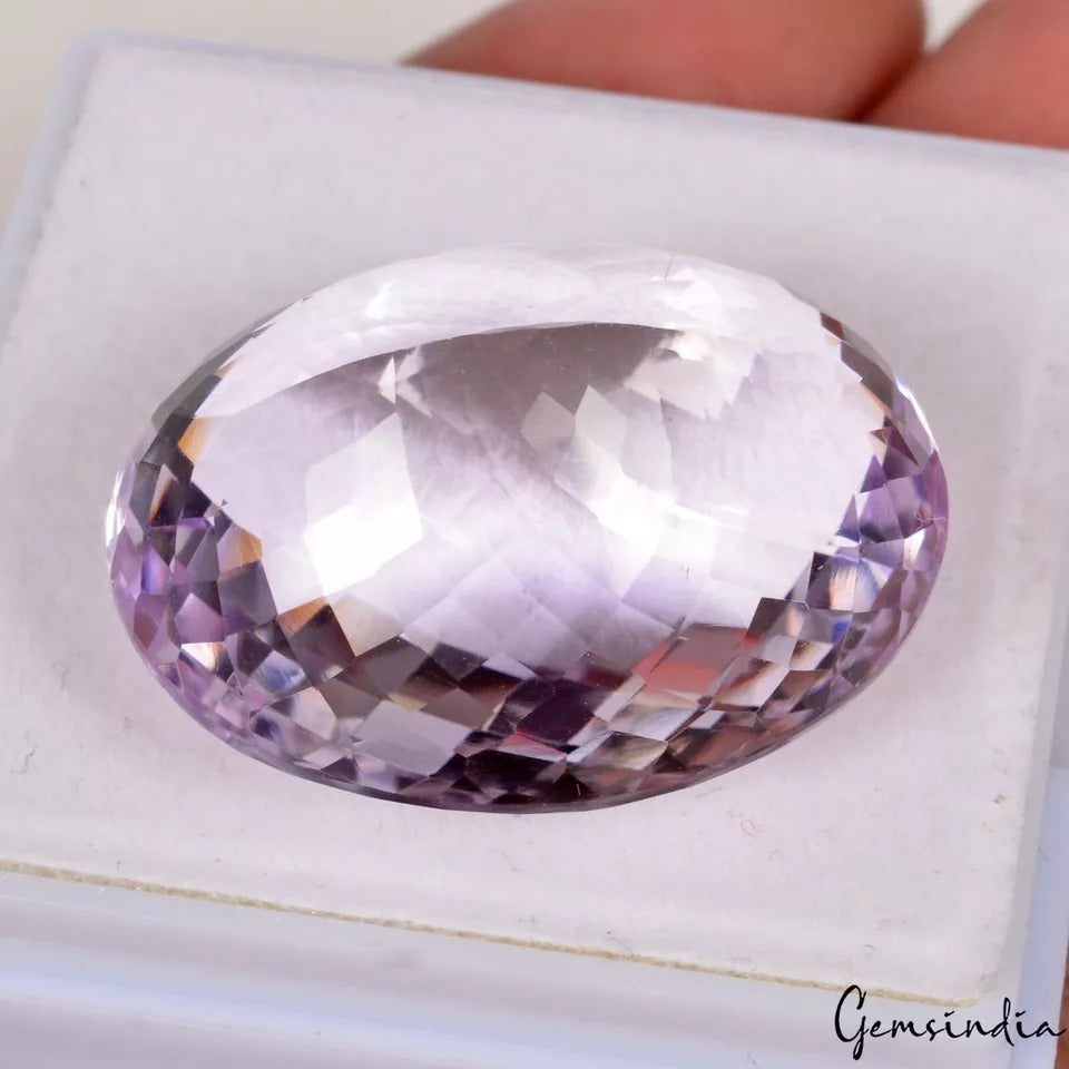 Certified 54.30 Ct Natural Purple Amethyst Oval Checker Cut Loose Gem For Ring