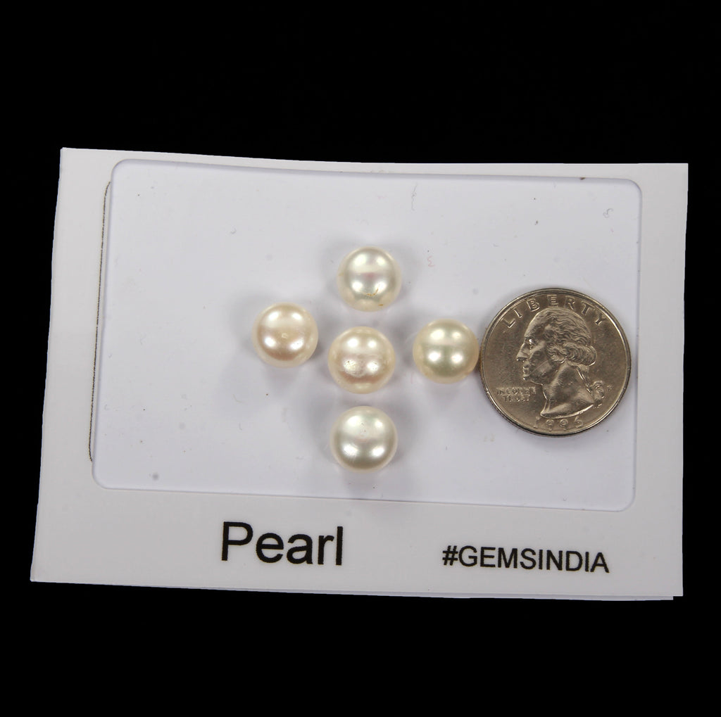 34.00 Ct/10mm Natural Freshwater Pearl Loose Fresh Water White Gemstones- 5 Pcs