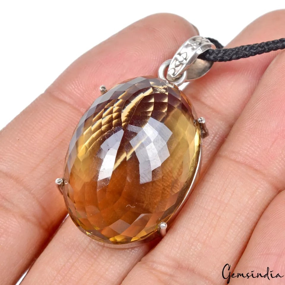 Citrine Sterling Silver Jewelry, Silver — 43 x 22 x 13mm, 81.80 Ct (16.36 g)
