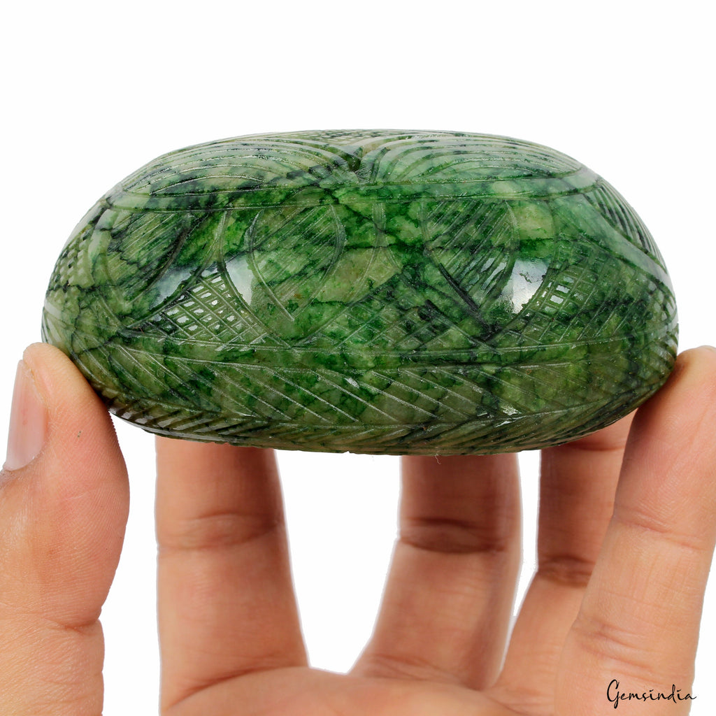 1720 Ct Certified Natural Emerald Stunning Green Huge Size Carved Loose Gemstone