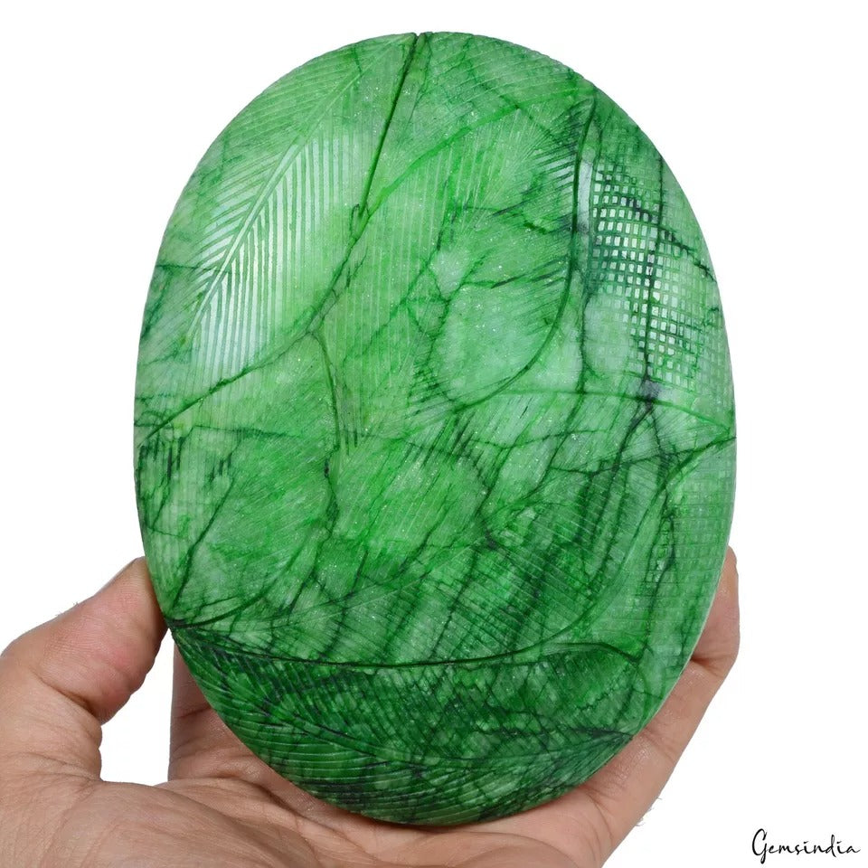 Certified 6655Ct Natural Brazilian Green Emerald Beautiful Hand Carving Gemstone