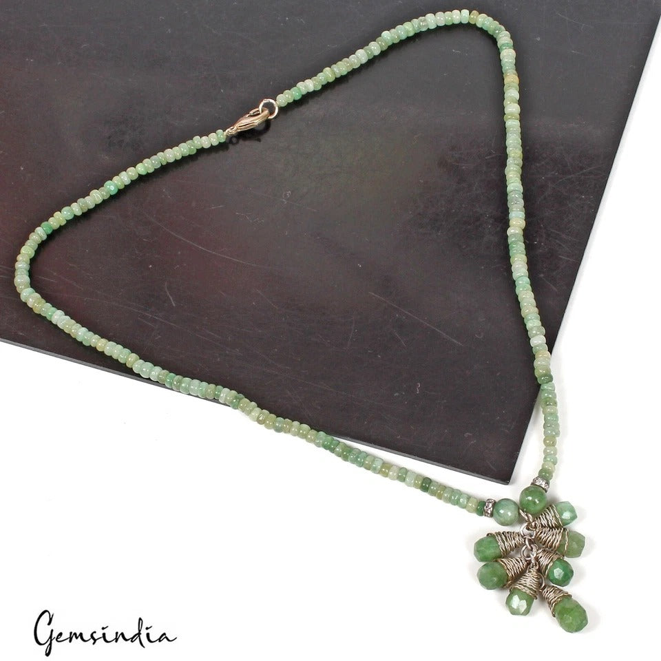 Emerald Necklace, Green — 20", 134.60 Ct