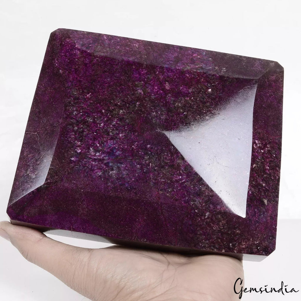 Large Natural Red Ruby 3.7 Kilo Octagon Cut Earth Mined Huge Size Loose Gemstone