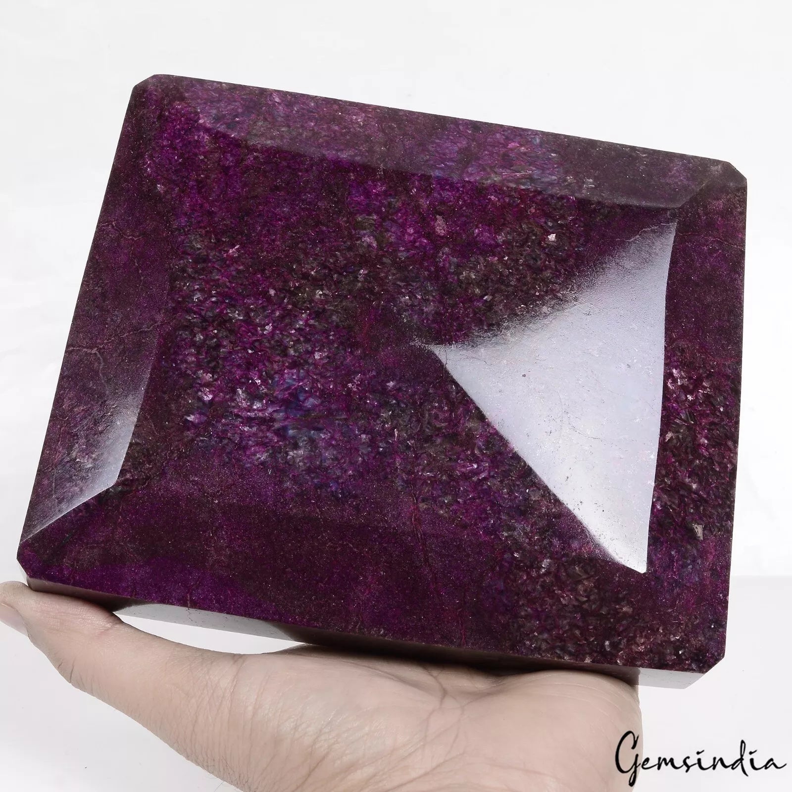 Large Natural Red Ruby 3.7 Kilo Octagon Cut Earth Mined Huge Size Loose Gemstone