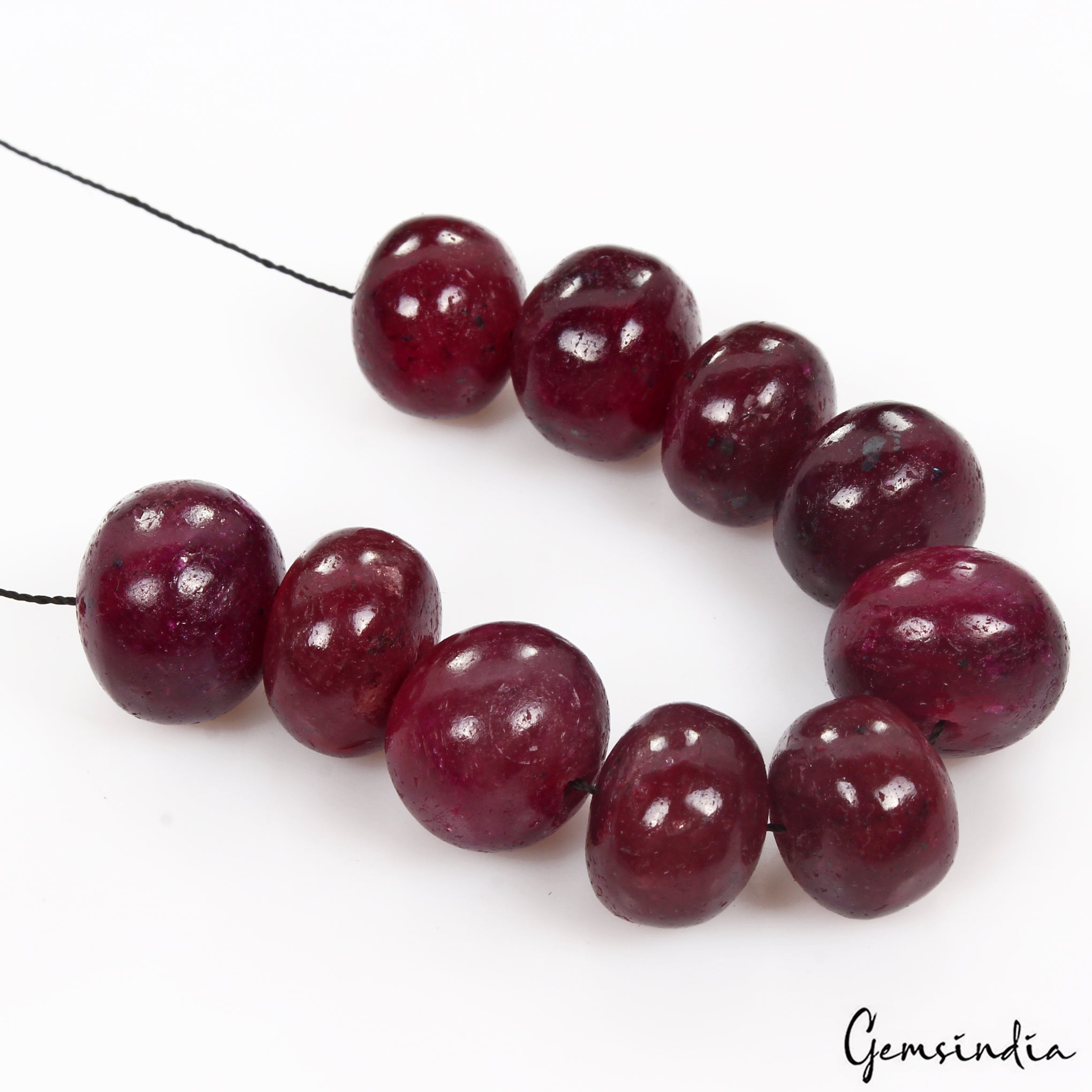 200 Ct Natural Red Ruby Round Cabochon Bead Center Drilled Loose Gem Lot 10 Pcs