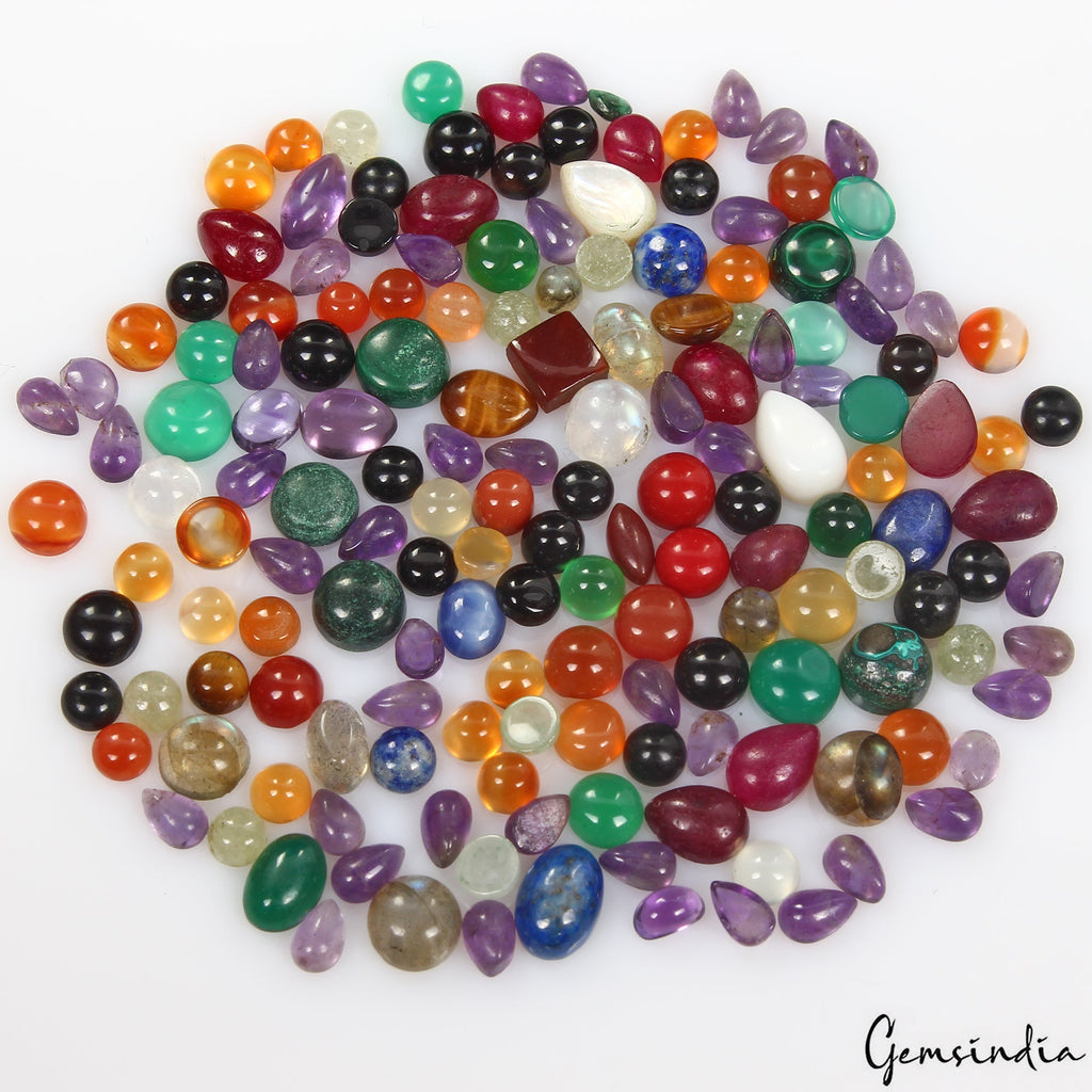 Box Full of Multi Color Mix Shape 3-8mm Loose Cabochon Jewelry Gemstones~ 161 Pc