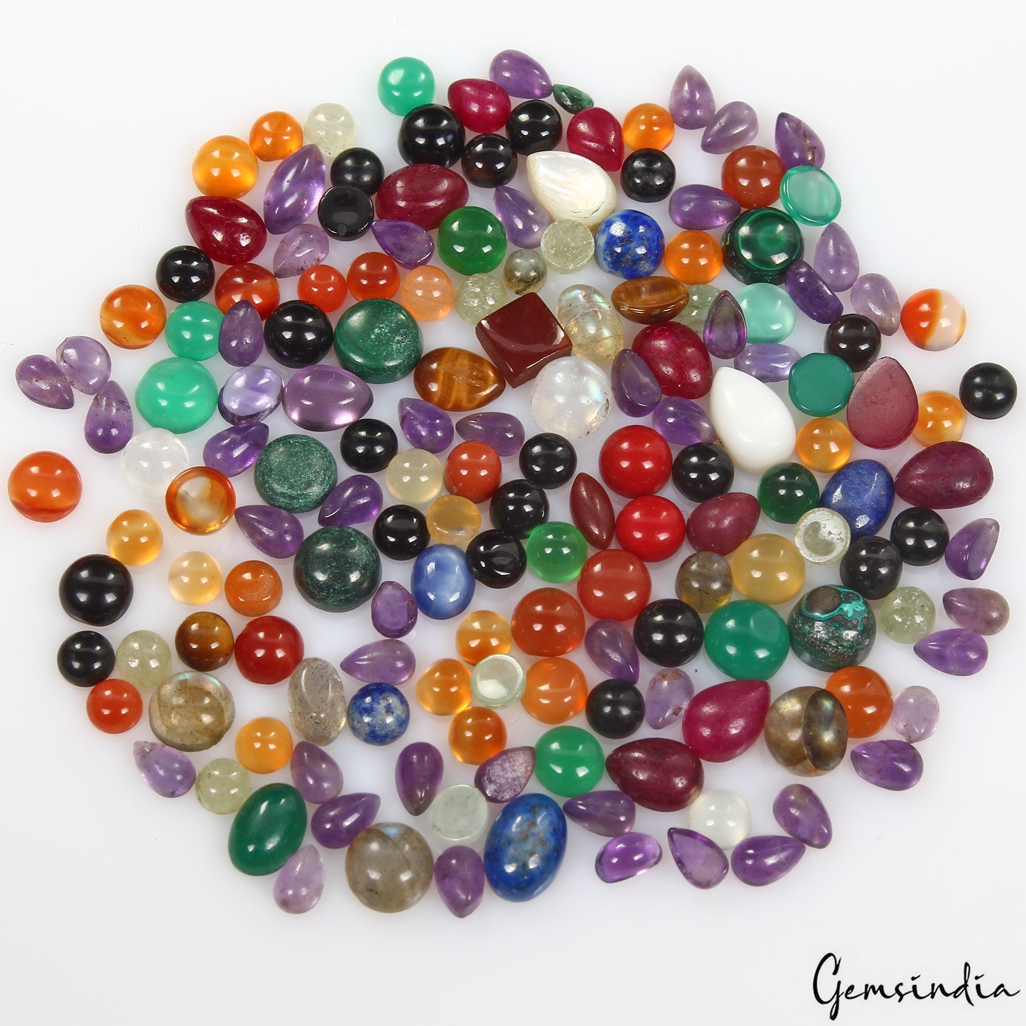 Box Full of Multi Color Mix Shape 3-8mm Loose Cabochon Jewelry Gemstones~ 161 Pc