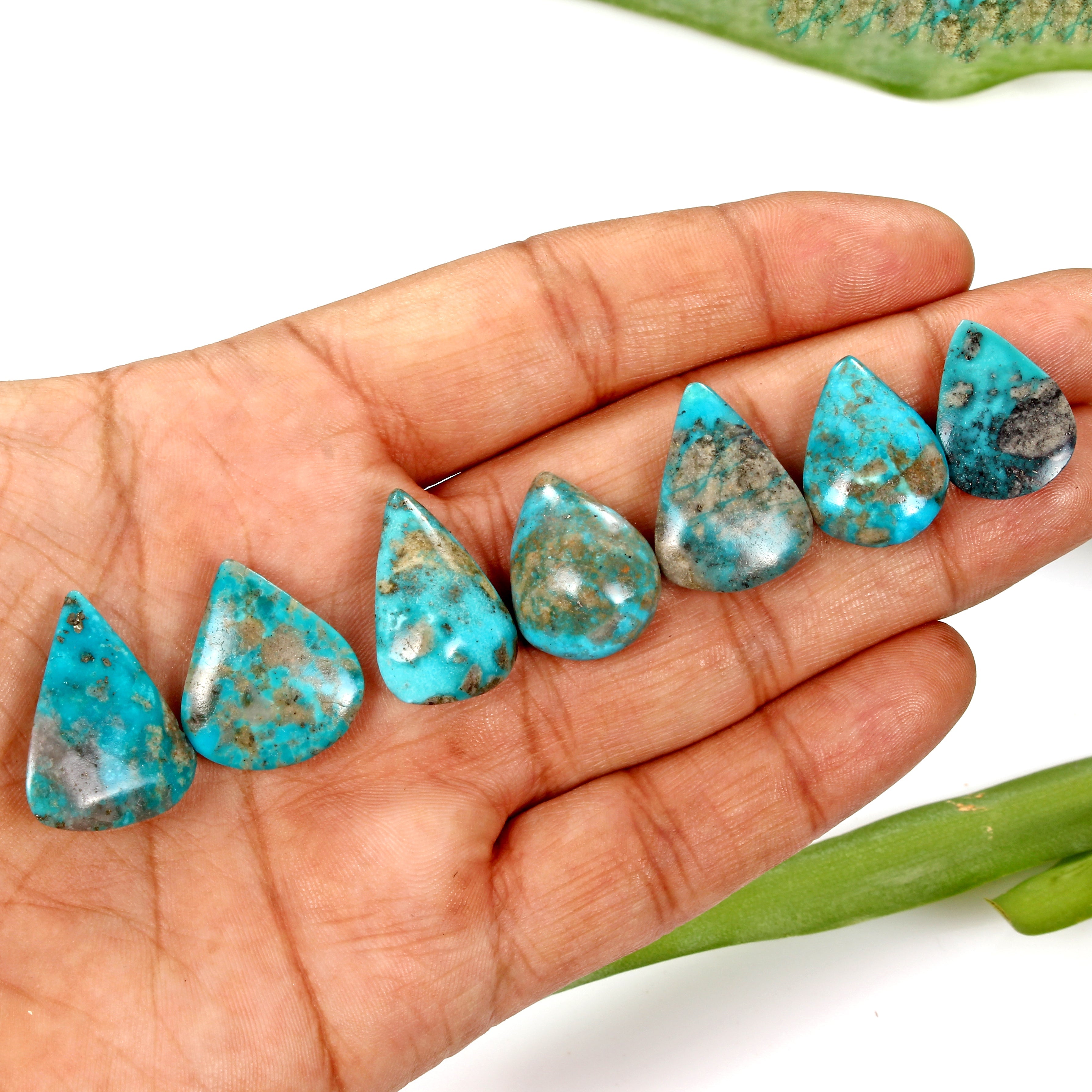 7 Persian Turquoise Neyshabur Cabochon Lot, Not Stabilized, %100 Natural 22-24mm