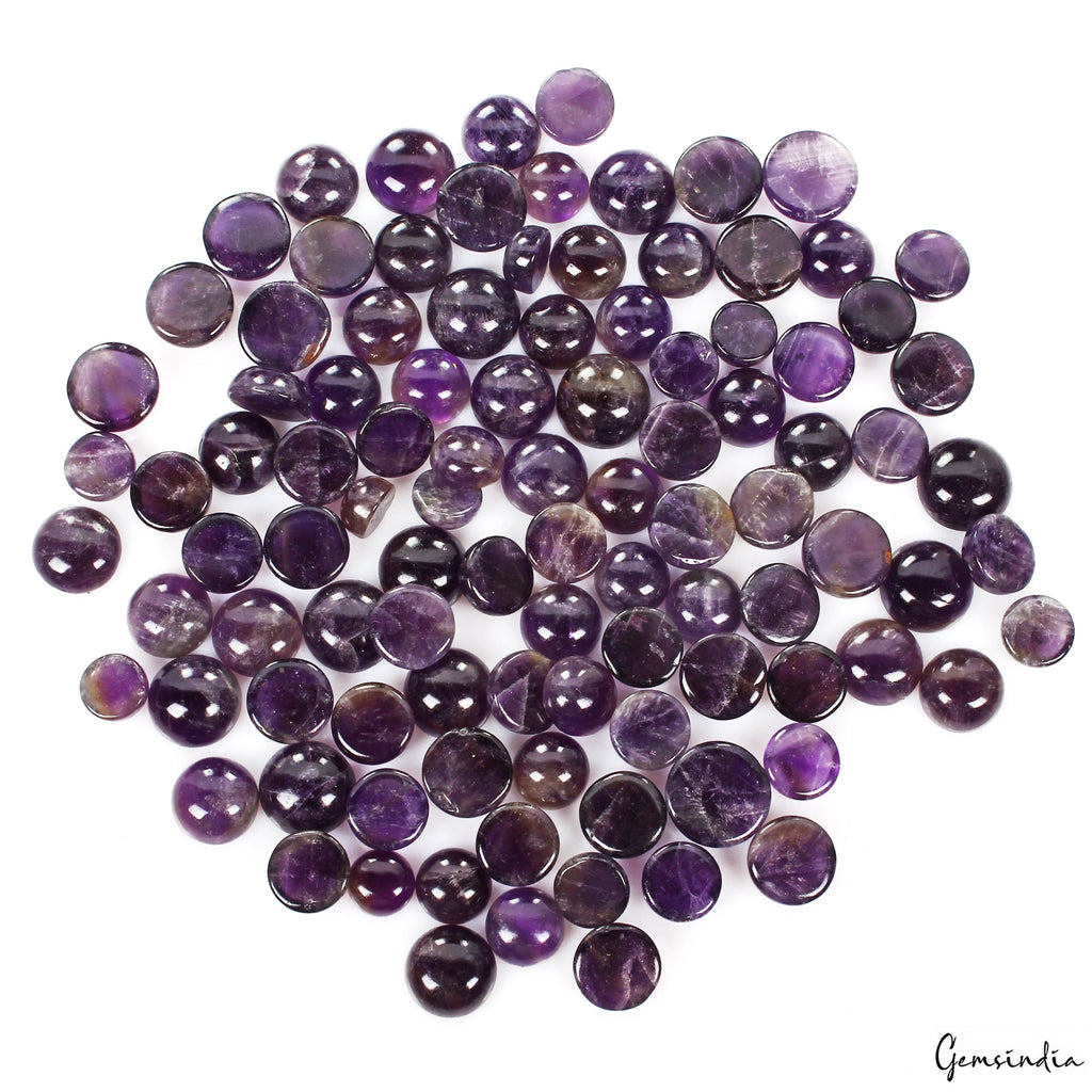 800Ct Natural Dark Purple Amethyst Round Cab Untreated Brazilian Loose Gemstones