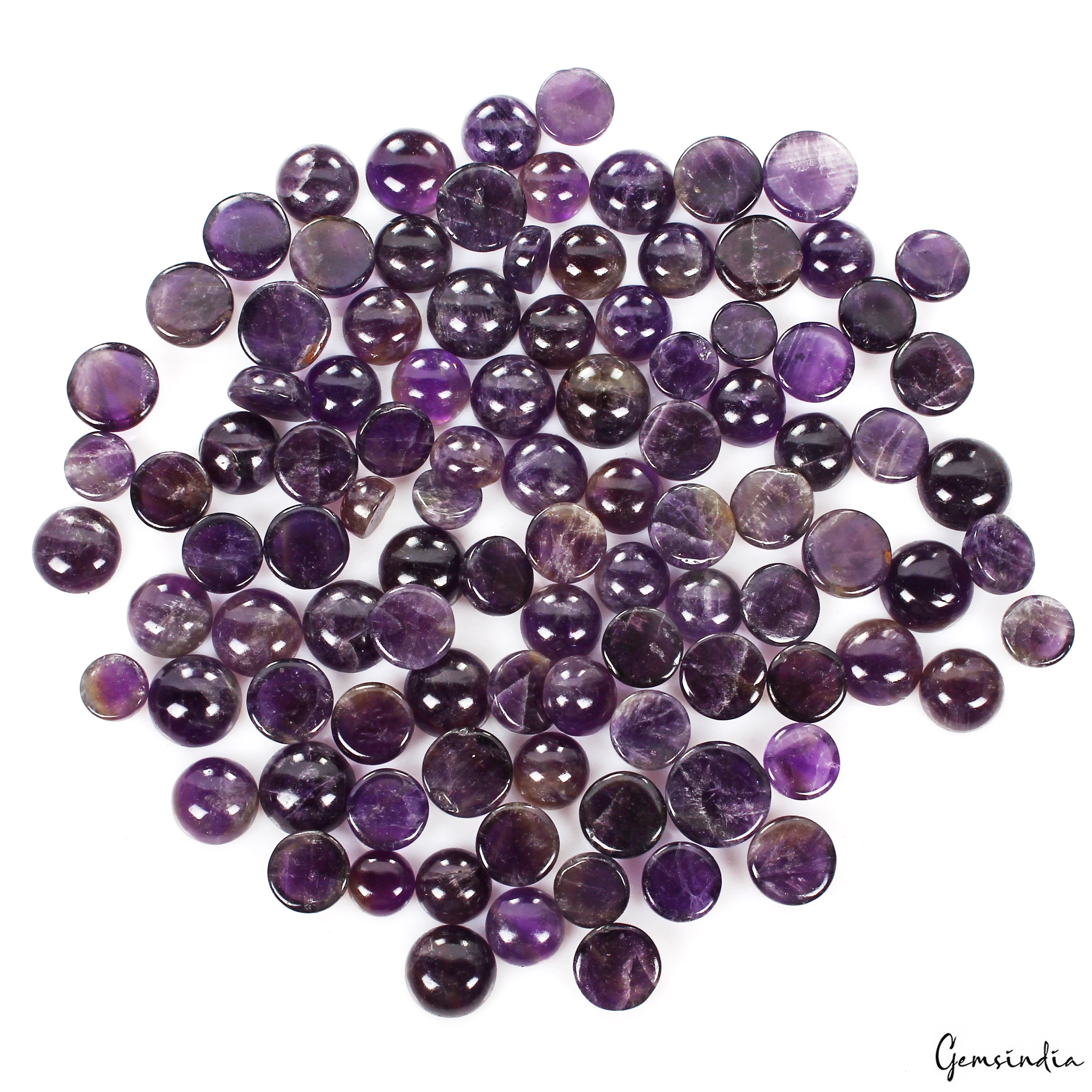 800Ct Natural Dark Purple Amethyst Round Cab Untreated Brazilian Loose Gemstones