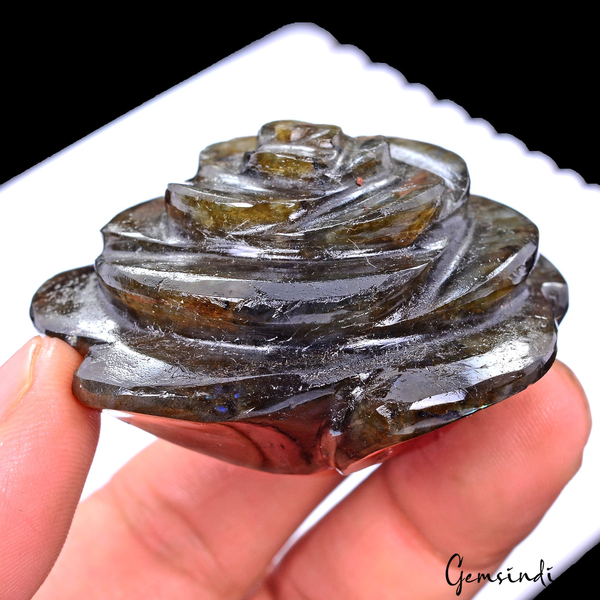 480 Cts Natural Labradorite Rose Carving Unique Decorative Huge Gemstone Piece