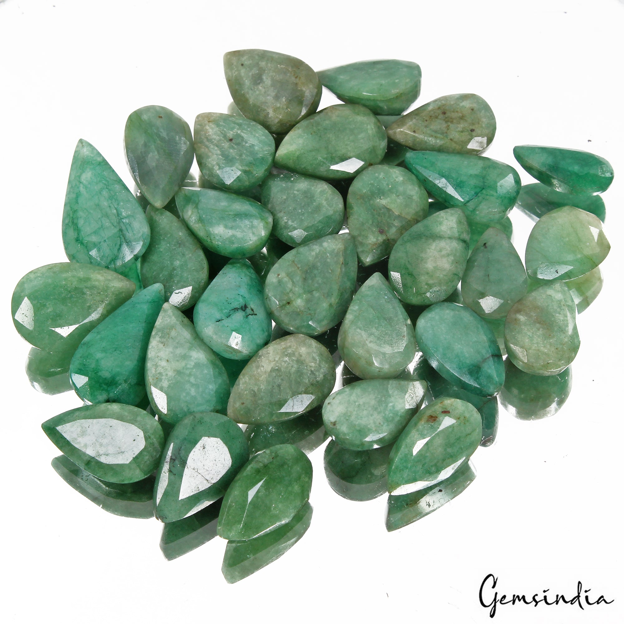 Emerald Lot, Loose Gemstone, Color Enhanced, Green — 30 Pieces, 15mm to 23mm, 268.80 Ct, Brazil