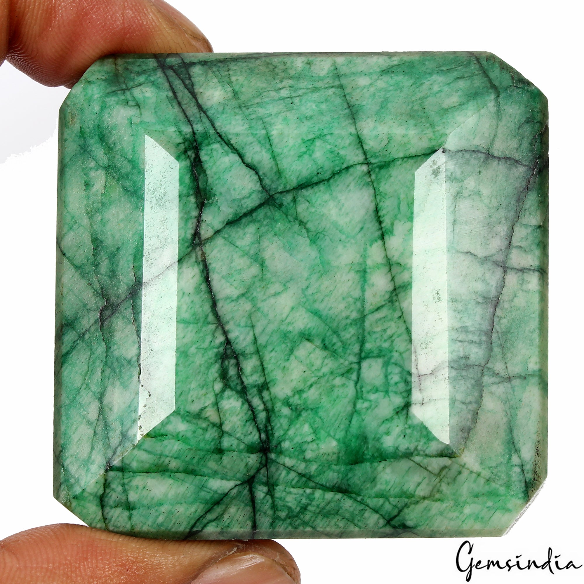 Emerald Loose Gemstone, Color Enhanced, Green — 54x53x32mm, 960 Ct, Brazil