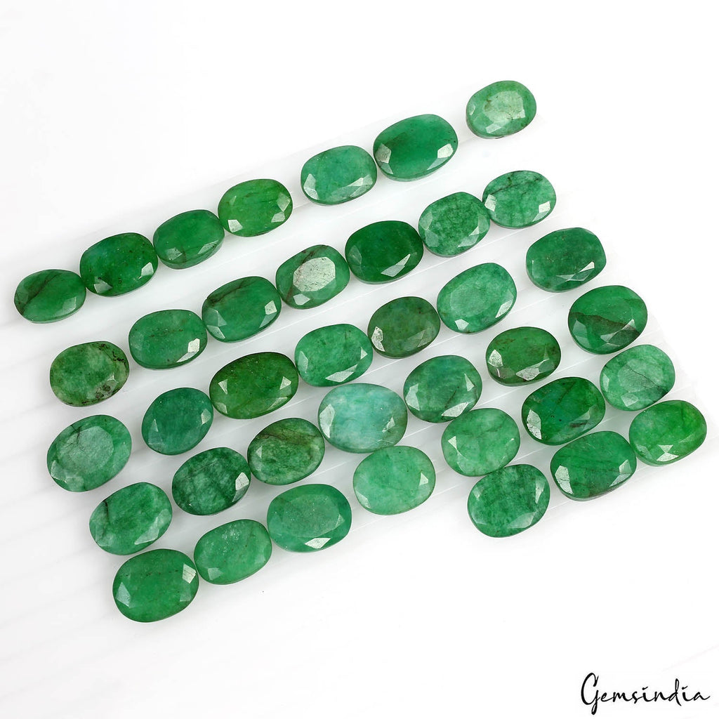 410 Ct Natural Green Brazilian Emerald Oval Cut Faceted Loose Gemstone Lot 38 Pc