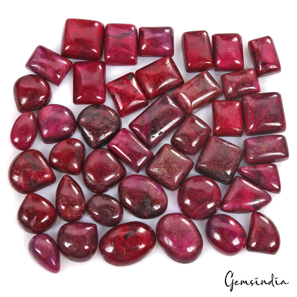 580 Cts/40 Pcs Natural Red Ruby Mix Cab Loose Wholesale Gemstone Lot For Jewelry