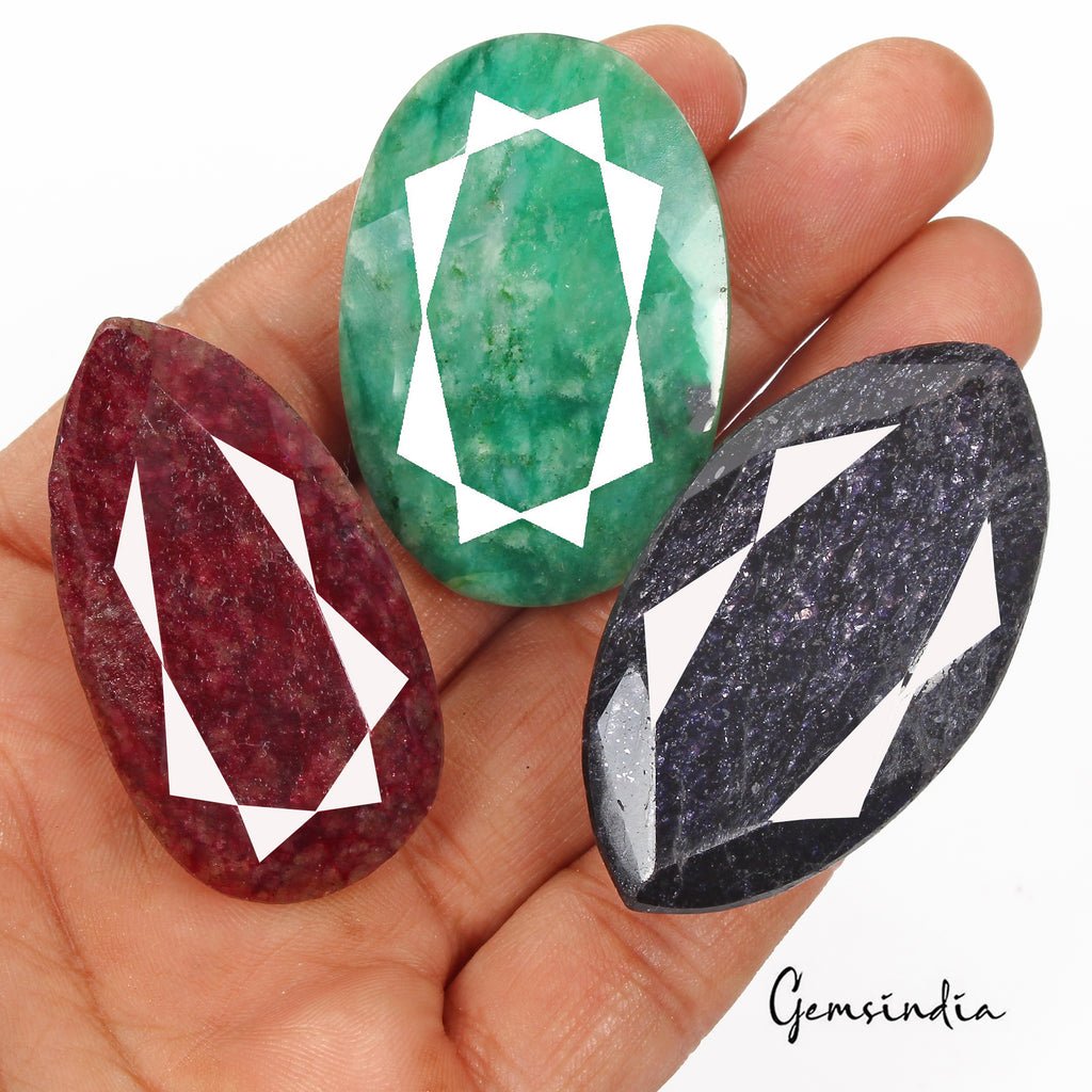 Ruby Lot, Loose Gemstone, Red — 3 Pieces, 46mm to 53mm, 660 Ct, Madagascar