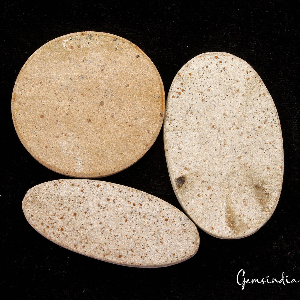 370 Cts/3 Pcs Natural Psilomelane Dendrite Fossil Tree Agate Mix Cut Loose Gems