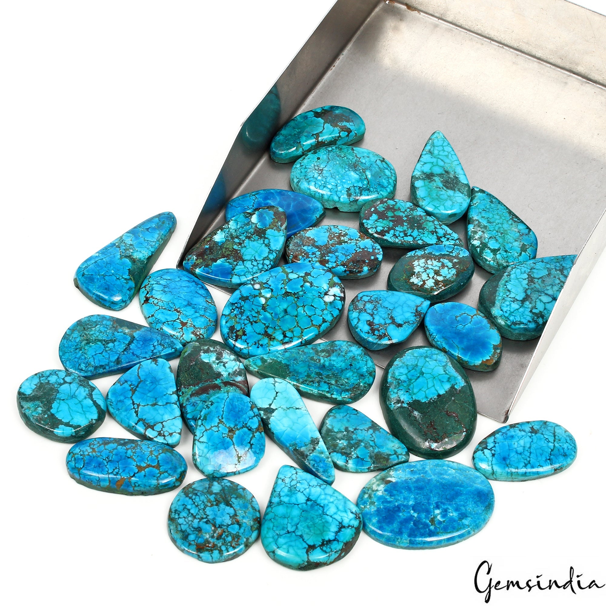 520 Ct Natural Blue Spiderweb Turquoise Mix Cab Loose Wholesale Gems Lot 29 Pcs