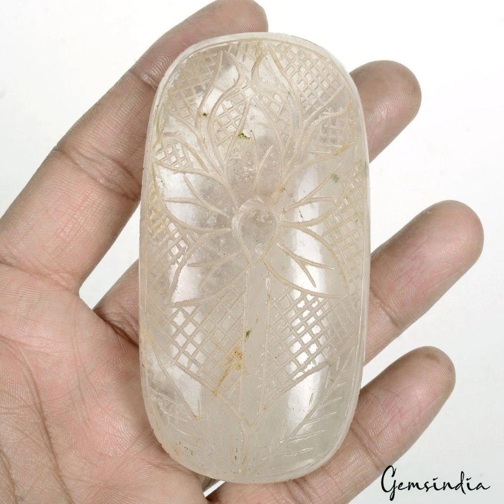970 Ct Natural Untreated White Quartz Oval Hand Carved Huge Size Loose Gemstone