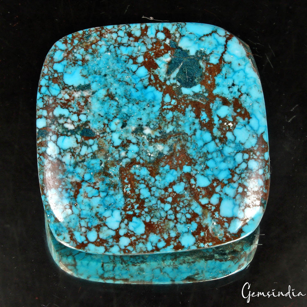 390 Cts Natural Blue Spiderweb USA Arizona Turquoise Cushion Cab Loose Huge Gem
