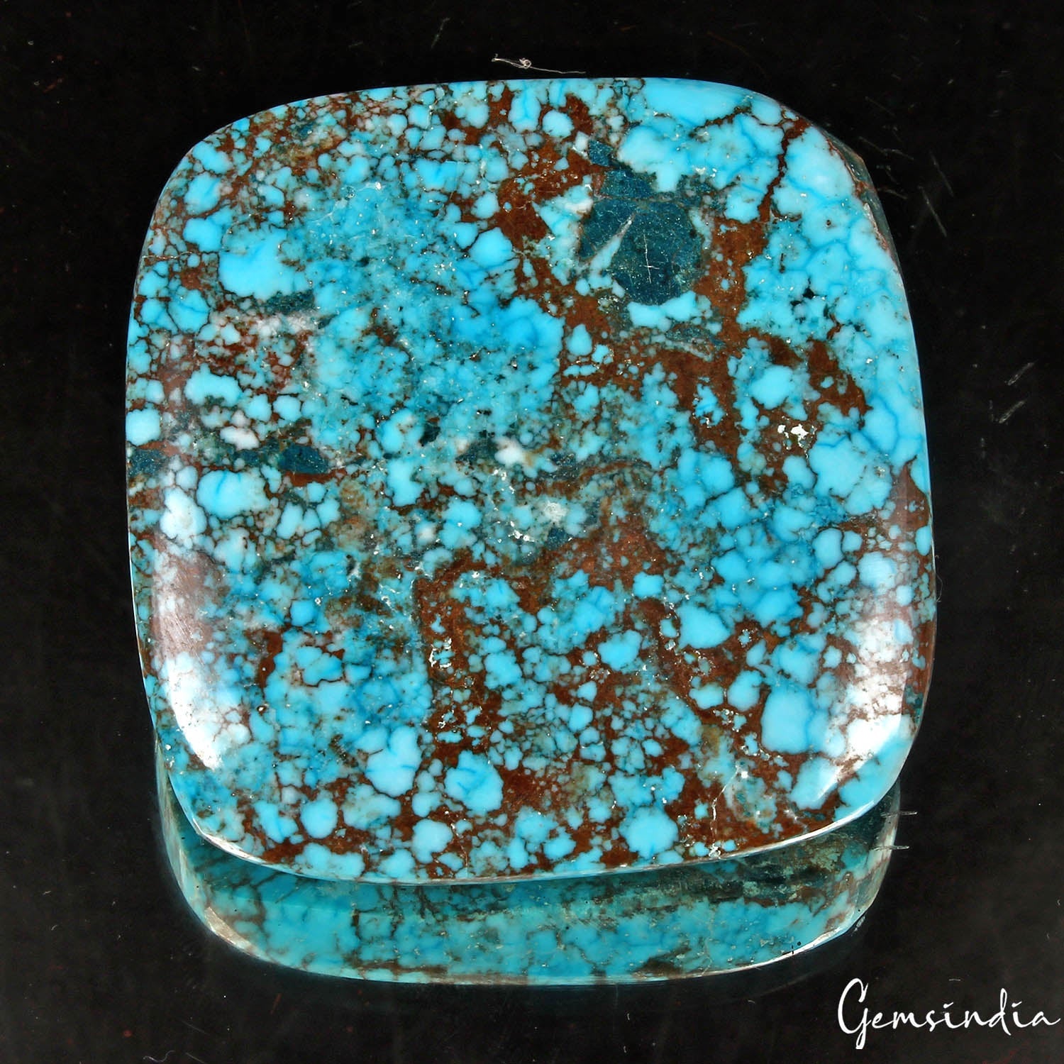390 Cts Natural Blue Spiderweb USA Arizona Turquoise Cushion Cab Loose Huge Gem
