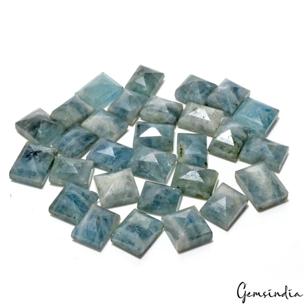 Blue Beryl Lot, Loose Gemstone, Rectangular Cut, Untreated — 29 Pieces, 12mm to 15mm, 370 Ct, Brazil