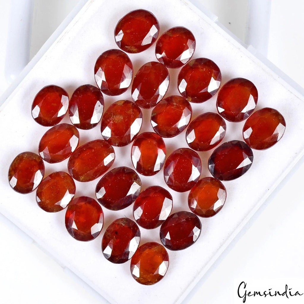 Parcel 26 Pcs Natural Hessonite Garnet Untreated 9-11mm Oval Cut Certified Gems