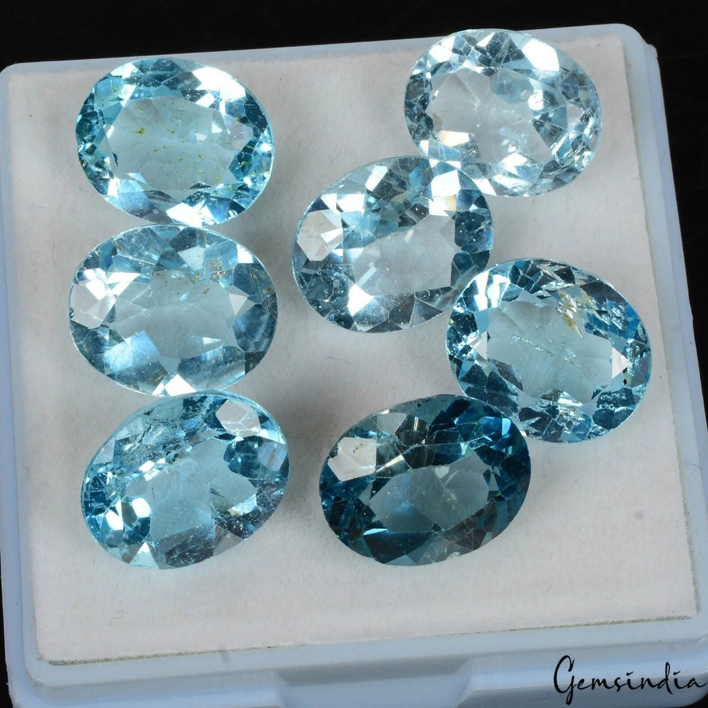 36.00 Ct Natural Blue Topaz Untreated Oval Cut Faceted Loose Wholesale Gems Lot