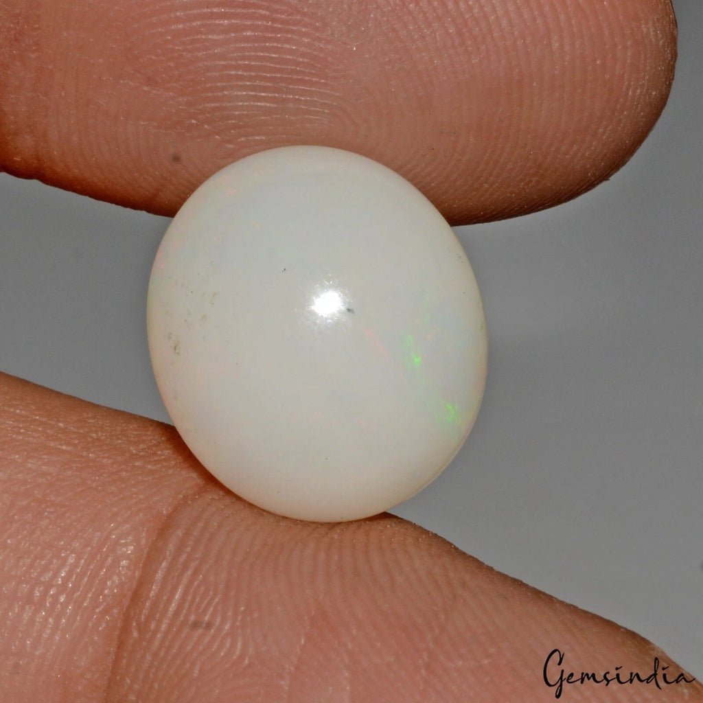 Certified 4.80Ct Natural Untreated White Fire Australian Opal Oval Cab Loose Gem