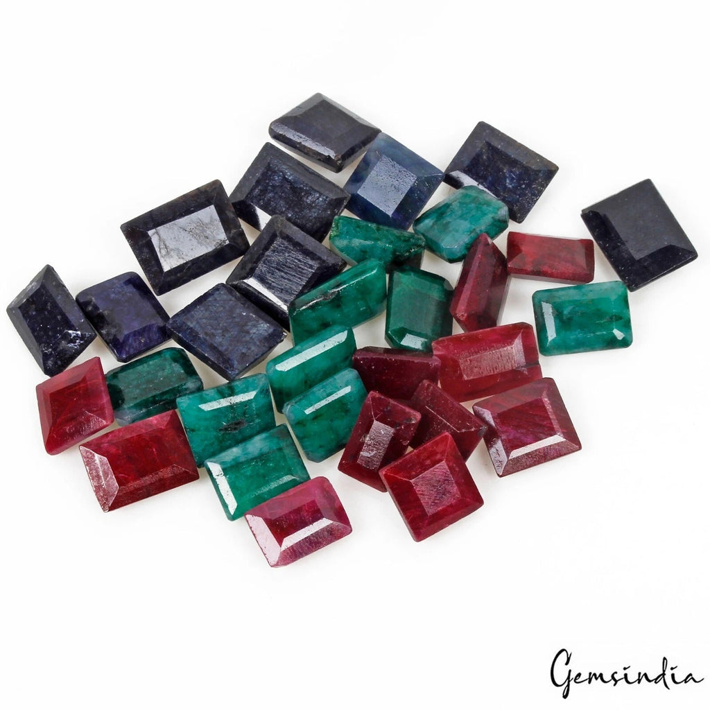 Emerald Ruby Sapphire Gemstone 320 Ct Natural Baguette Cut Faceted Lot 11-16mm