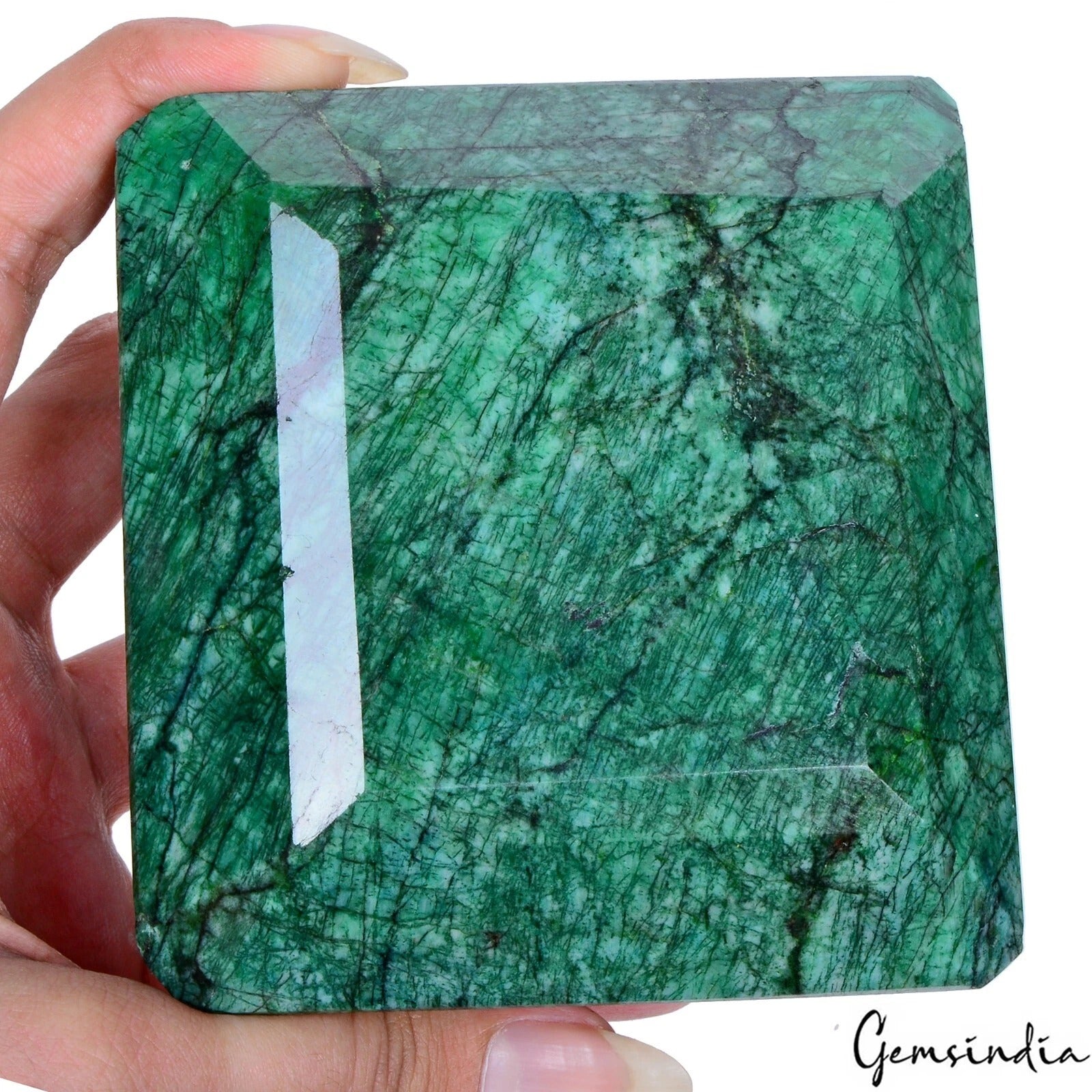 Certified 5200Ct Natural Brazilian Green Emerald Octagon Cut Huge Loose Gemstone