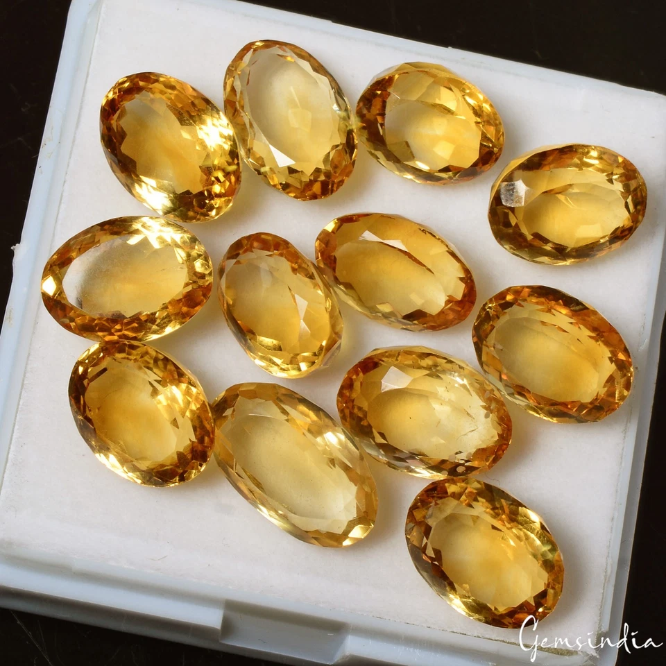 Citrine Lot, Loose Gemstone, Untreated — 12 Pieces, 11mm to 13mm, 61.20 Ct