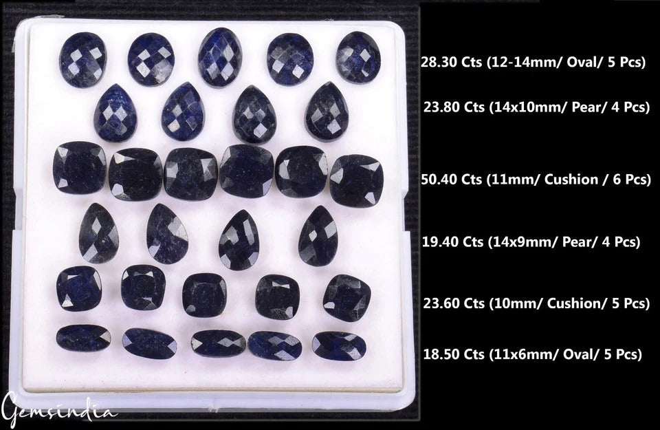 Blue Sapphire Lot, Loose Gemstone — 29 Pieces, 10mm to 14mm, 118.00 Ct