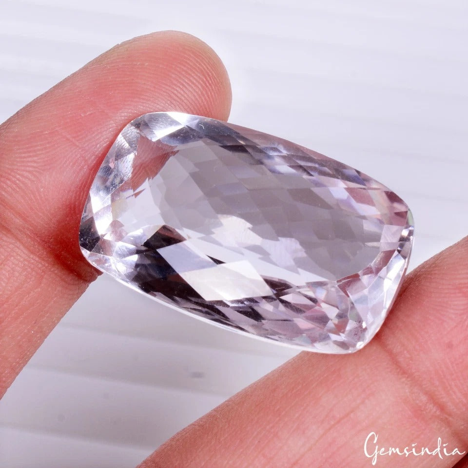 Certified 54.25 Cts Natural Bolivian Lavender Amethyst Cushion Checker Cut Gem