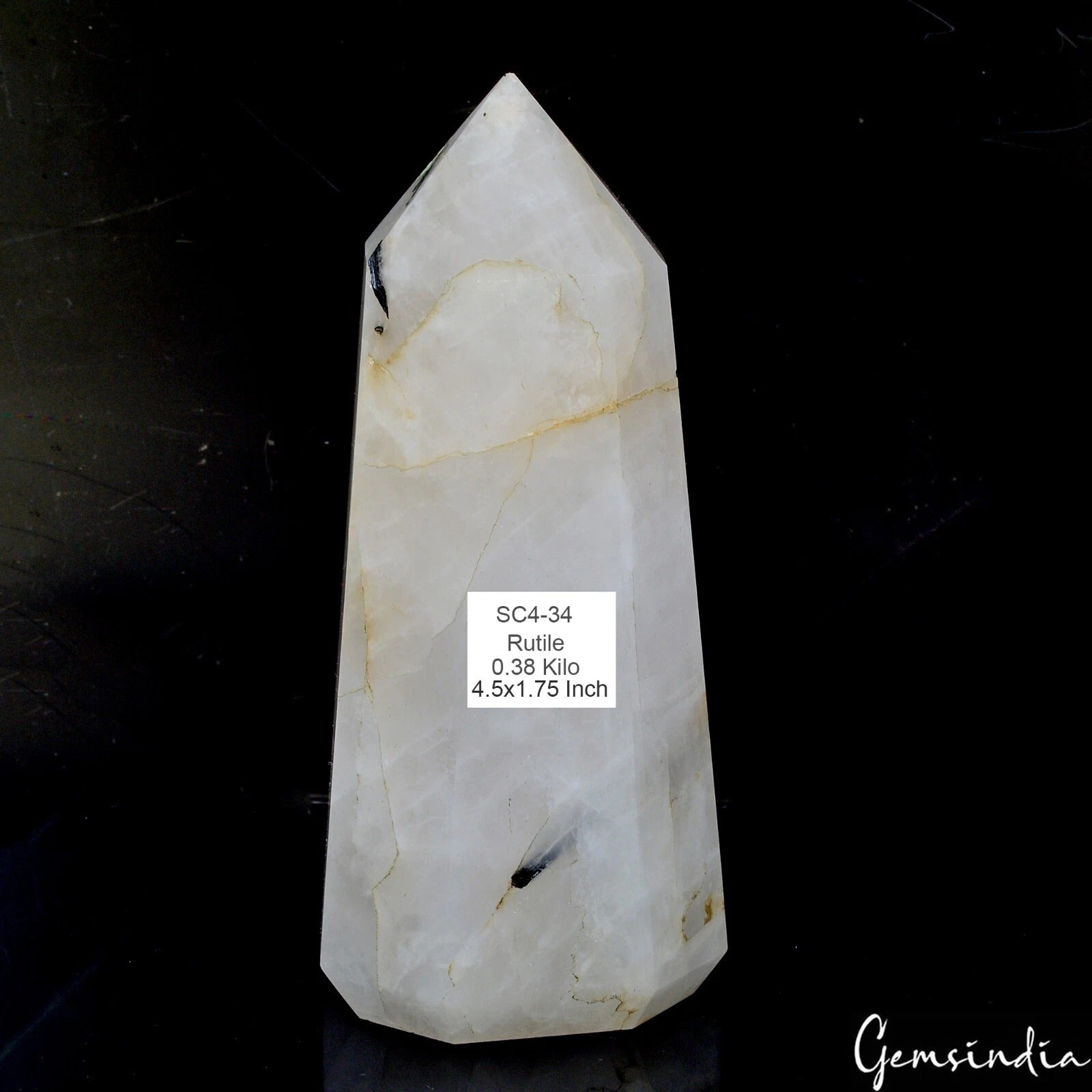 1900 Ct Natural Black Tourmaline Rutilated Quartz Crystal Point Obelisk Gem 4.5