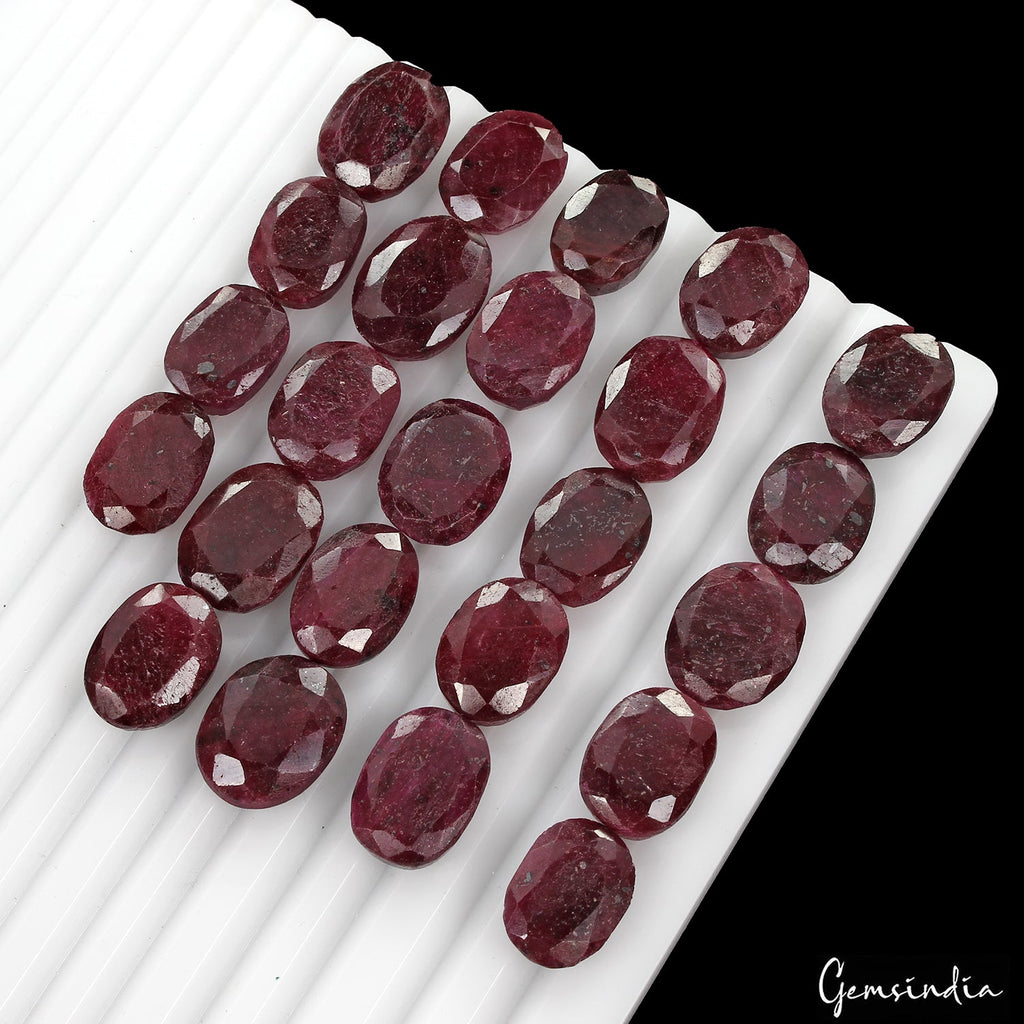 430 Ct Natural Red Ruby Oval Cut Faceted Wholesale Gemstone Lot 24Pc For Jewelry
