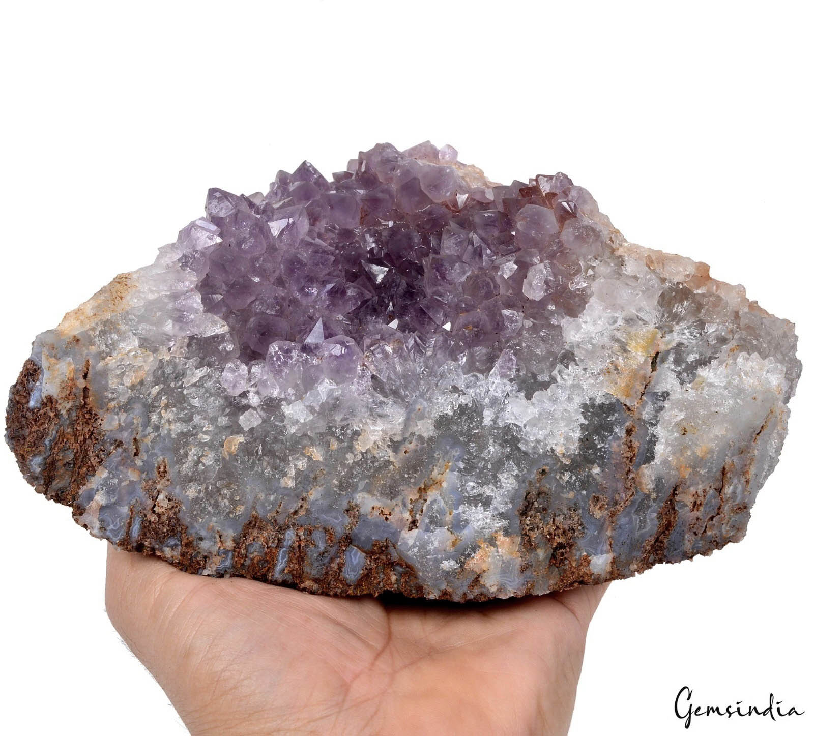 Amethyst Crystal Cluster, Untreated, Purple — 8x5.5x4 Inch, 1.99 Kg (9950 Ct), Uruguay