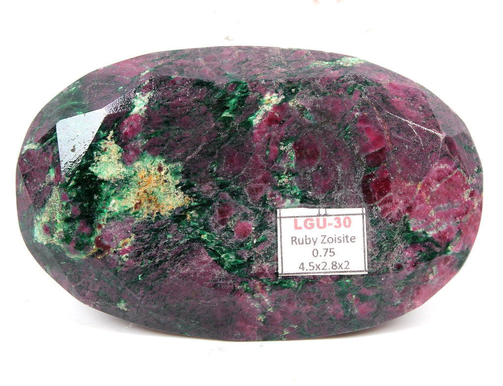 750 gram Natural Huge Green Red Ruby Zoisite Oval Faceted Untreated Gemstone