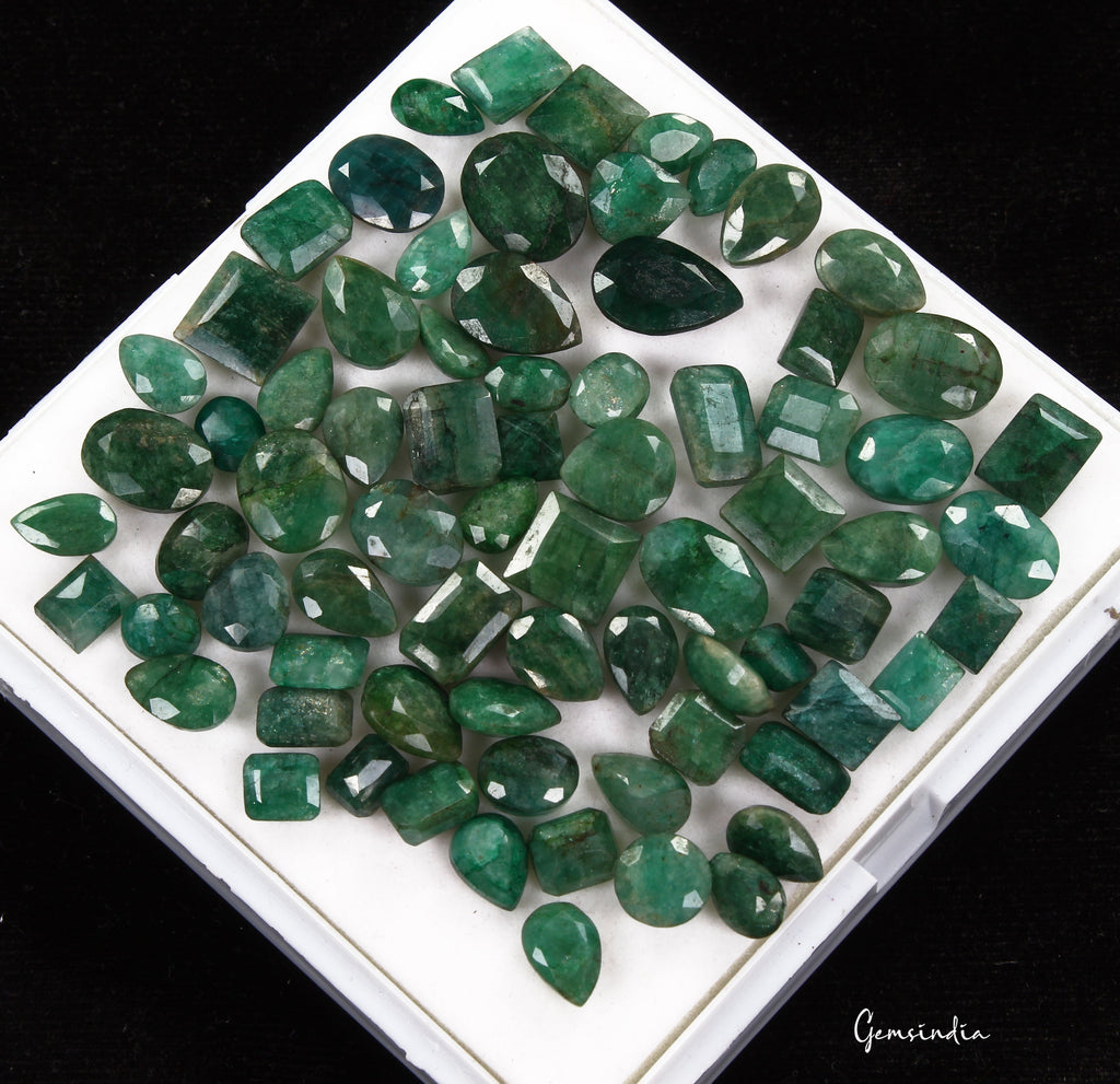 197.70 Cts/74 Pcs Natural Brazilian Green Emerald Mix Cut Loose Gems For Jewelry