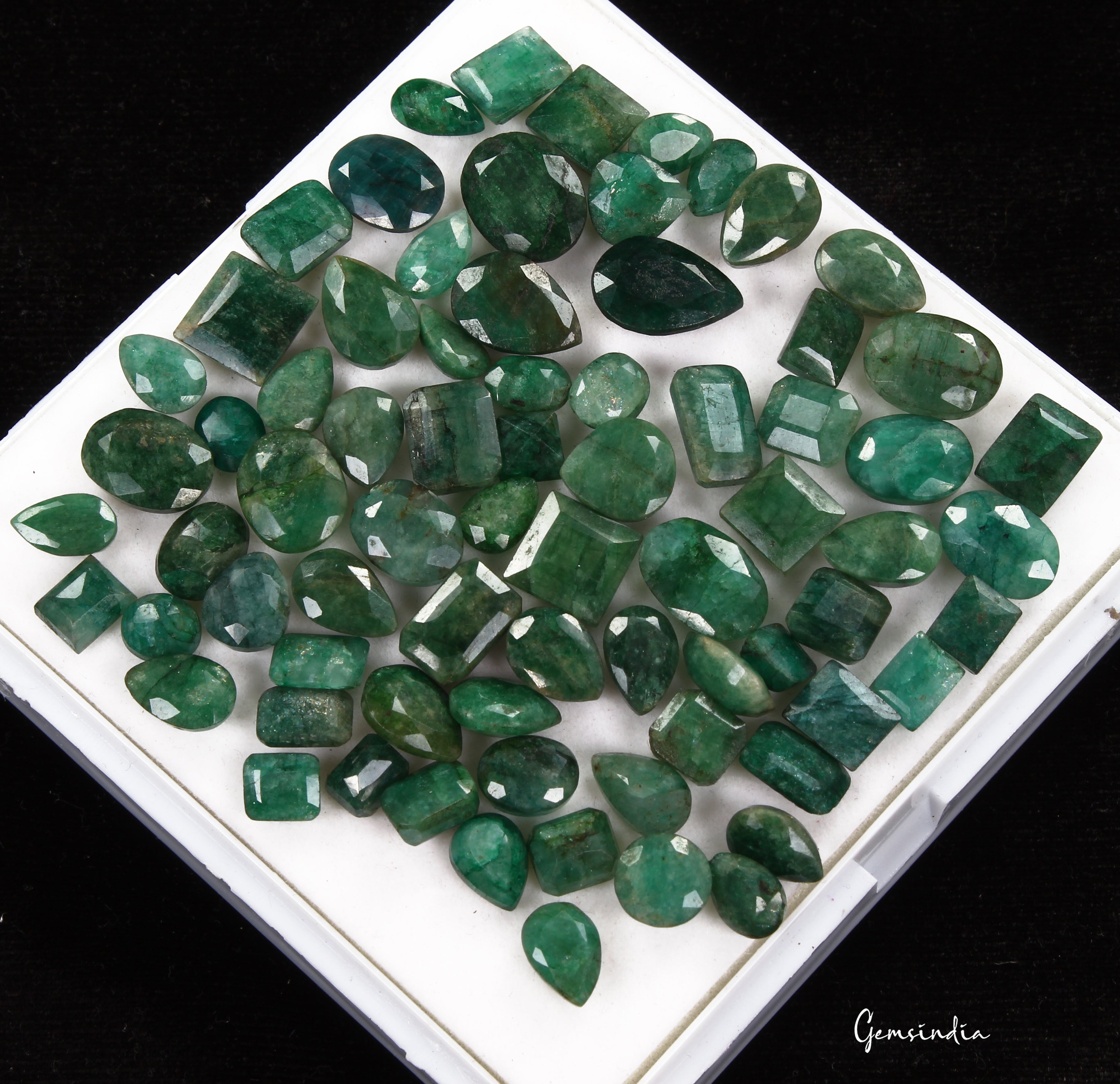 197.70 Cts/74 Pcs Natural Brazilian Green Emerald Mix Cut Loose Gems For Jewelry