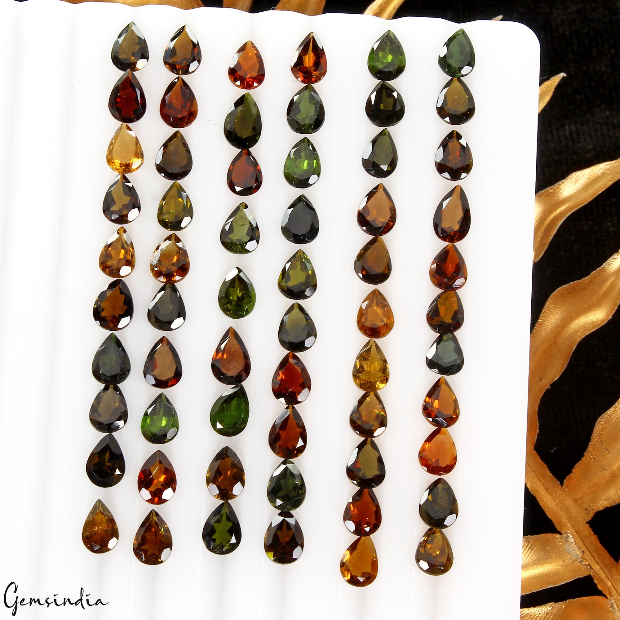 Certified 60 Pcs Natural Tourmaline Multi Color 7x5mm Loose Mozambique Gemstones