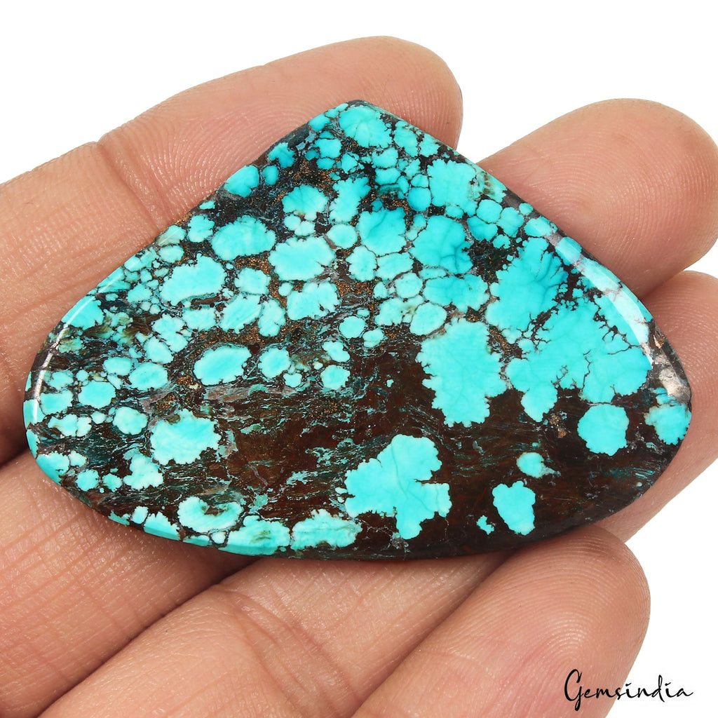 70.80 Ct Blue Spiderweb Turquoise Pear Cab Arizona Loose Huge Gemstone From U.S