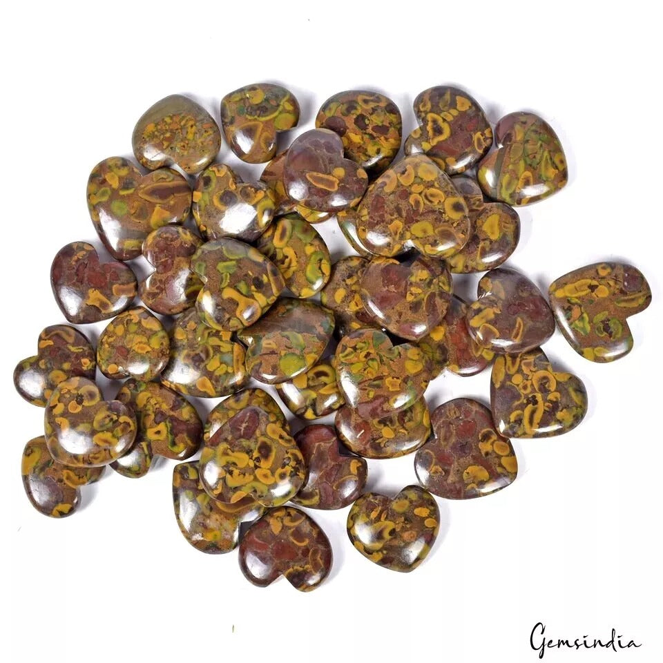 Super Wholesale 2500 Cts/39 Pcs Natural Untreated Fruit Jasper Heart Shape Gems