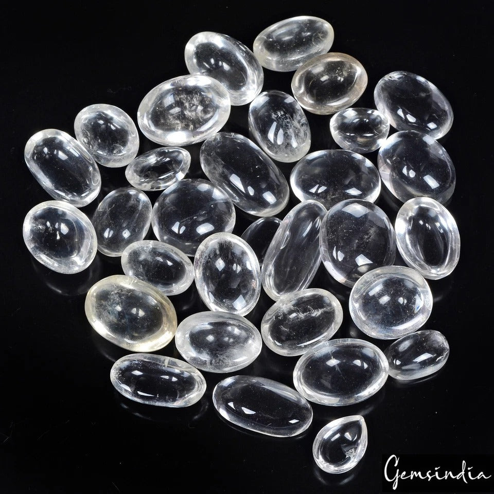 1500 Ct/31Pcs Natural Untreated White Crystal Quartz Mix Cab Loose Wholesale Gem