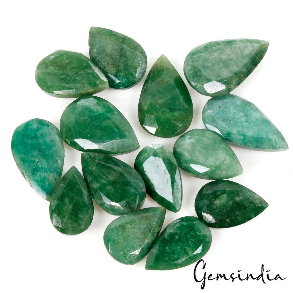 216 Cts/14 Pcs Natural Green Brazilian Emerald Pear Cut Loose Gems For Jewelry